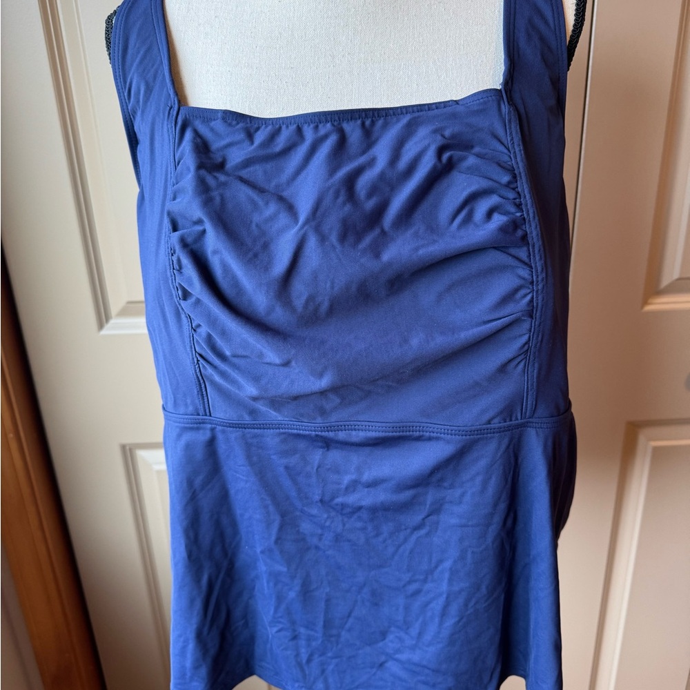 Lands' End Navy Square-Neck  Tankini Swim Top